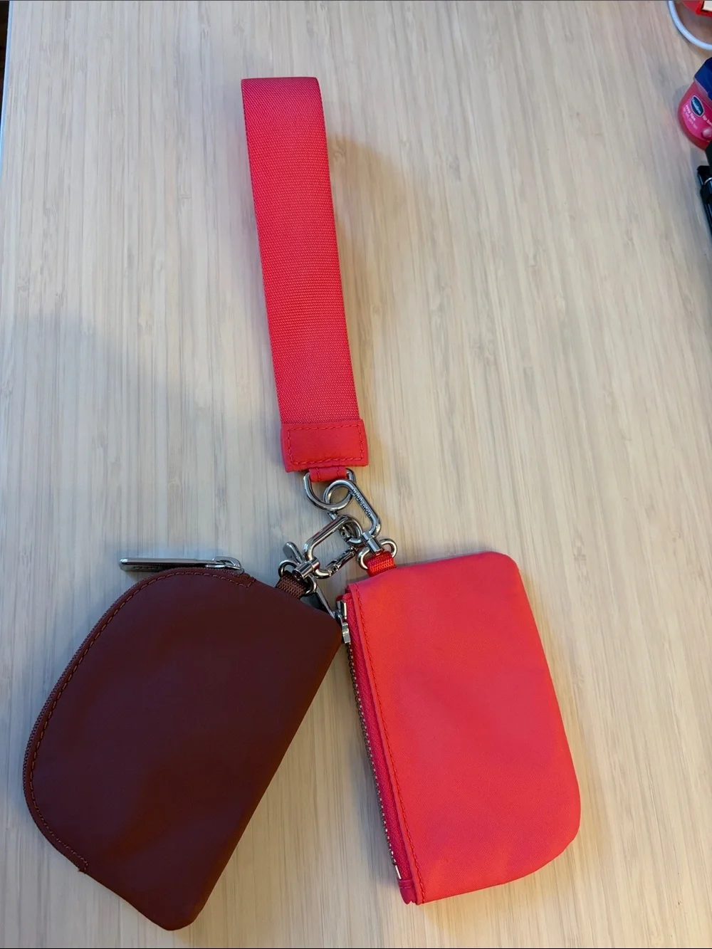 lululemon athletica Pink/Brown Dual Pouch Wristlet